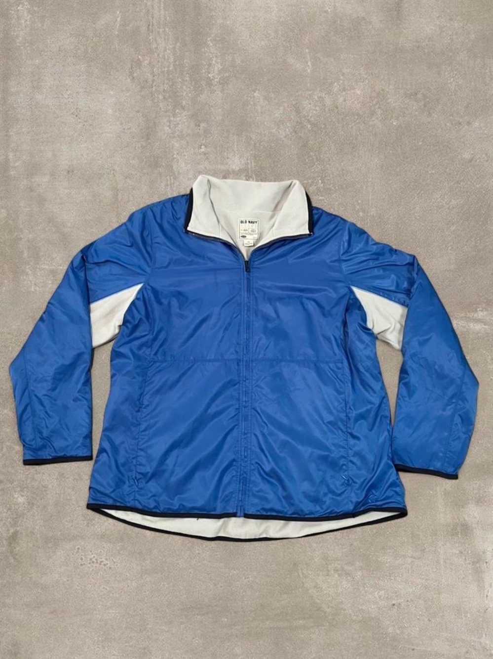 Old Navy Blue Fleece Lined Full Zip Windbreaker Jacket XXL